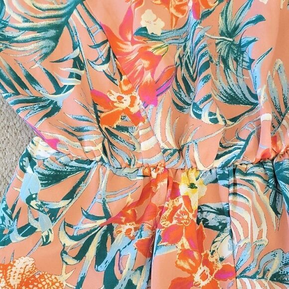 BCBG Maxazria Coral Tropical Floral Romper - Size XS - Picture 8 of 15